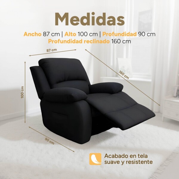 Sofá Sillón Poltrona Reclinable Masajeador Electrico Color Negro Tela