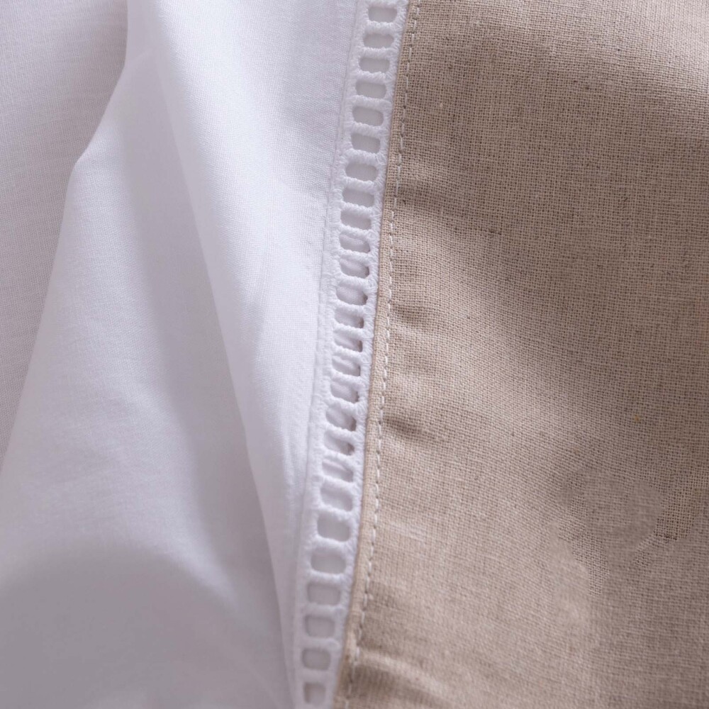 JUEGO DE SABANAS 180 HILOS SUPER KING ALGODON NATURAL-BEIGE GUARDA DE LINO BEIGE