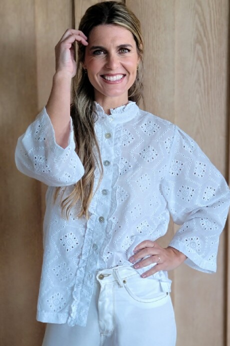 Camisa Dinamarca Broderie calado Blanco