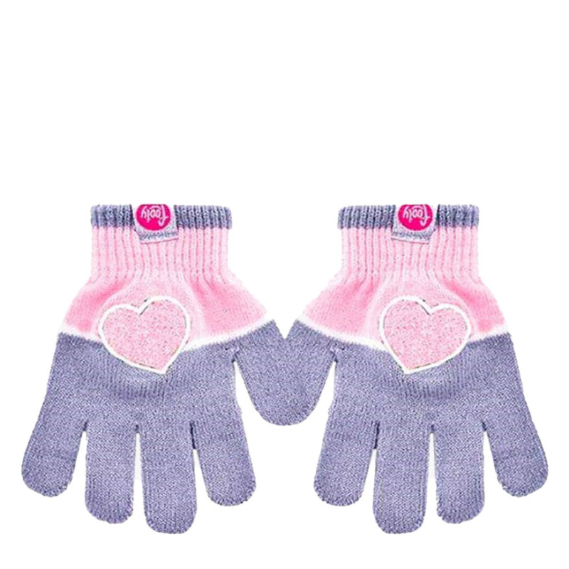 Guantes Infantiles Footy Corazón Gris - Rosa