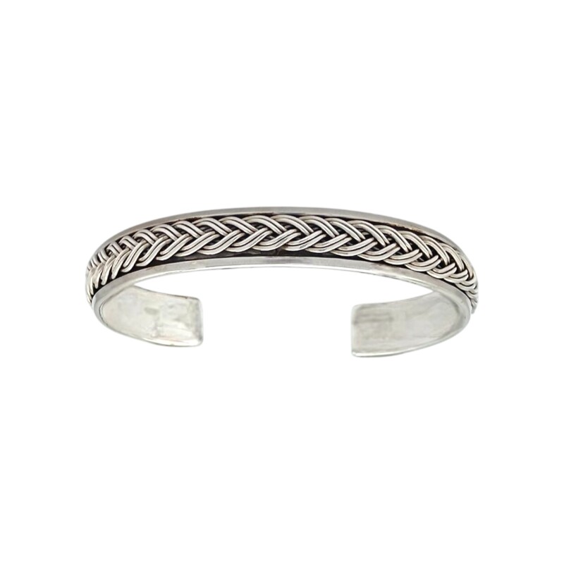Brazalete trenzado con borde-Plata 925-Sin Piedra-BR3012 sinpiedra