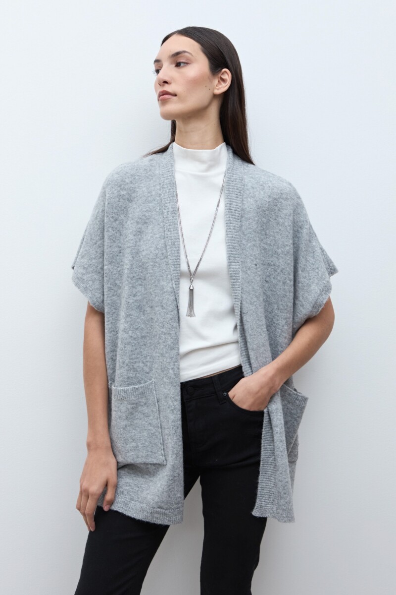 Ruana clásica gris melange