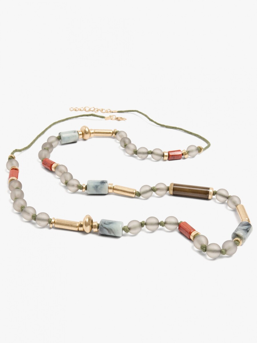 Collar Largo Con Cuentas multicolor