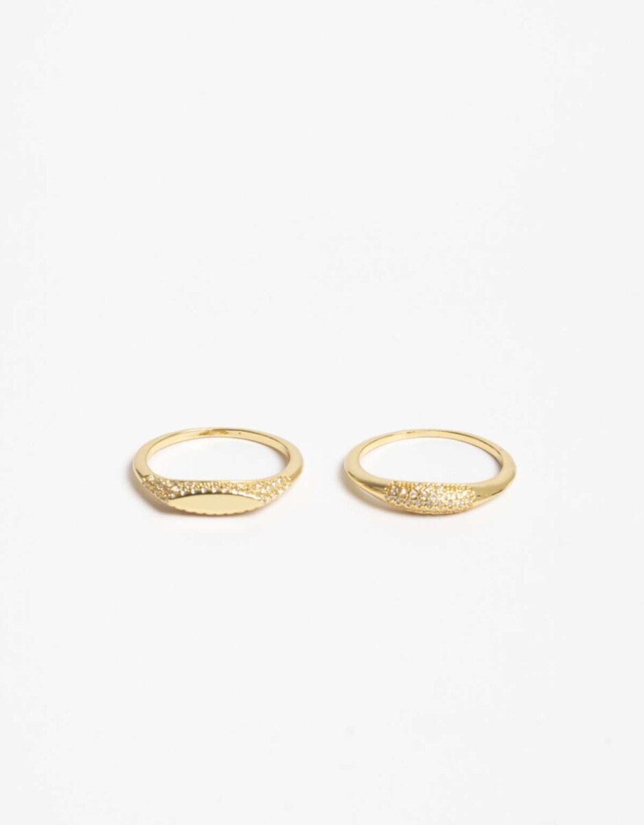 Set De Anillos Con Cubic Zirconia - Dorado 