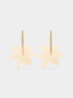 Pendientes Largos Con Flor Perlada beige