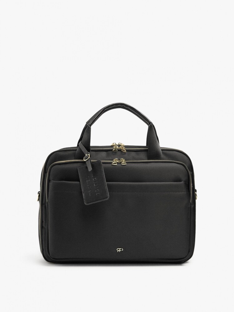 Bolso De Nylon Para Portátil Hasta 15" Repelente Al Agua negro