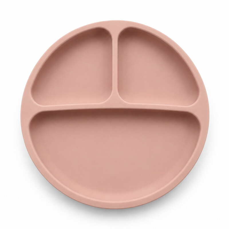 Plato Redondo de Silicona con Divisiones Rosa Pastel