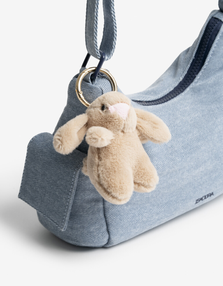 Llavero Cozy Llavero Y Bag Charm Peluche Conejo - Gris Claro