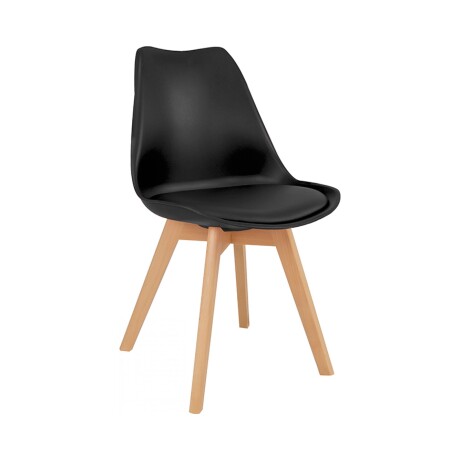 SILLA DE COMEDOR POLIPROPILENO-Y-MADERA NEGRO ESTILO EAMES