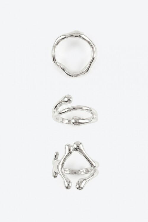 Set de tres anillos gotic plateado