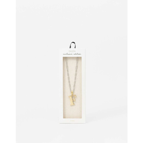 Cadena De Acero Inicial Letra ''f'' Combinacion Bicolor