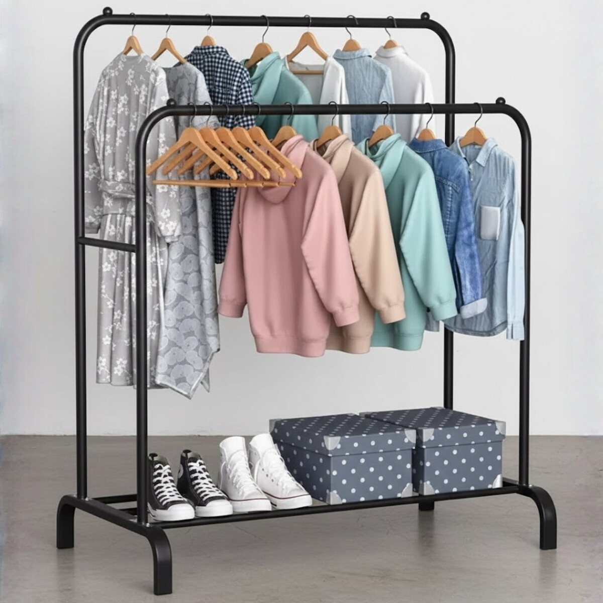 Perchero de metal doble - NEGRO 