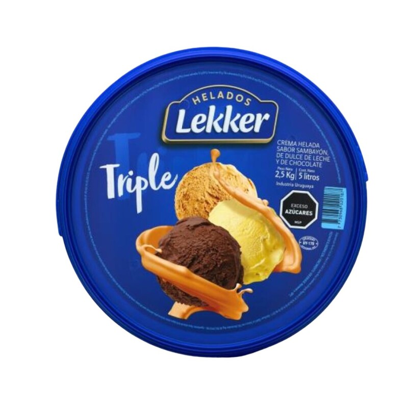 HELADO LEKKER 5L TRIPLE SAMBAYON DULCE LECHE CHOCOLATE HELADO LEKKER 5L TRIPLE SAMBAYON DULCE LECHE CHOCOLATE