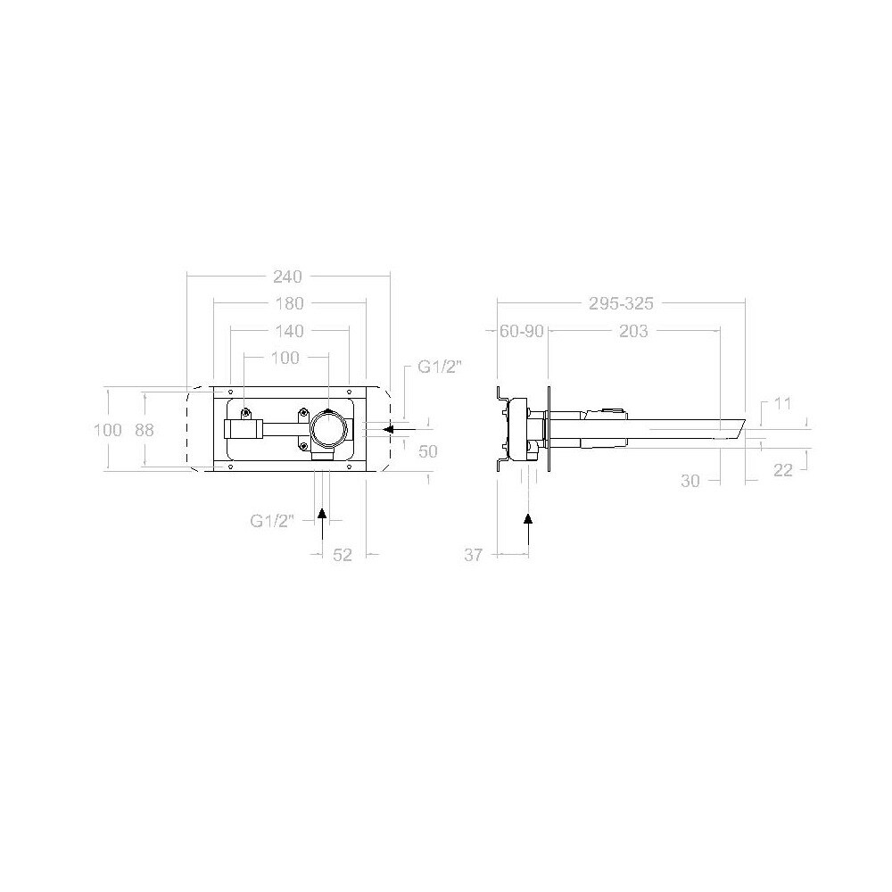 GRIFERÍA DE LAVATORIO PARA PARED MODELO TZAR ORO CEPILLADO 342001OC Grifería De Lavatorio Para Pared Modelo Tzar Oro Cepillado 342001oc