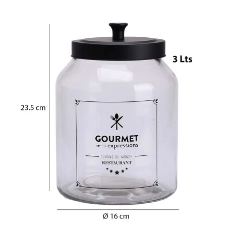 Frasco Tarro Recipiente Gourmet 3Lt Vidrio con Tapa Metálica Transparente