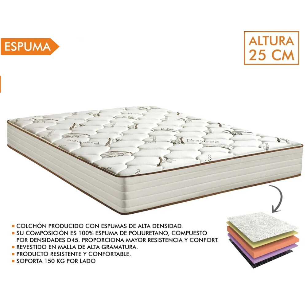 COLCHÓN QUEEN SIZE ORTOPEDICO 100% ESPUMA - ALTURA 25 CM COLCHÓN QUEEN SIZE ORTOPEDICO 100% ESPUMA - ALTURA 25 CM