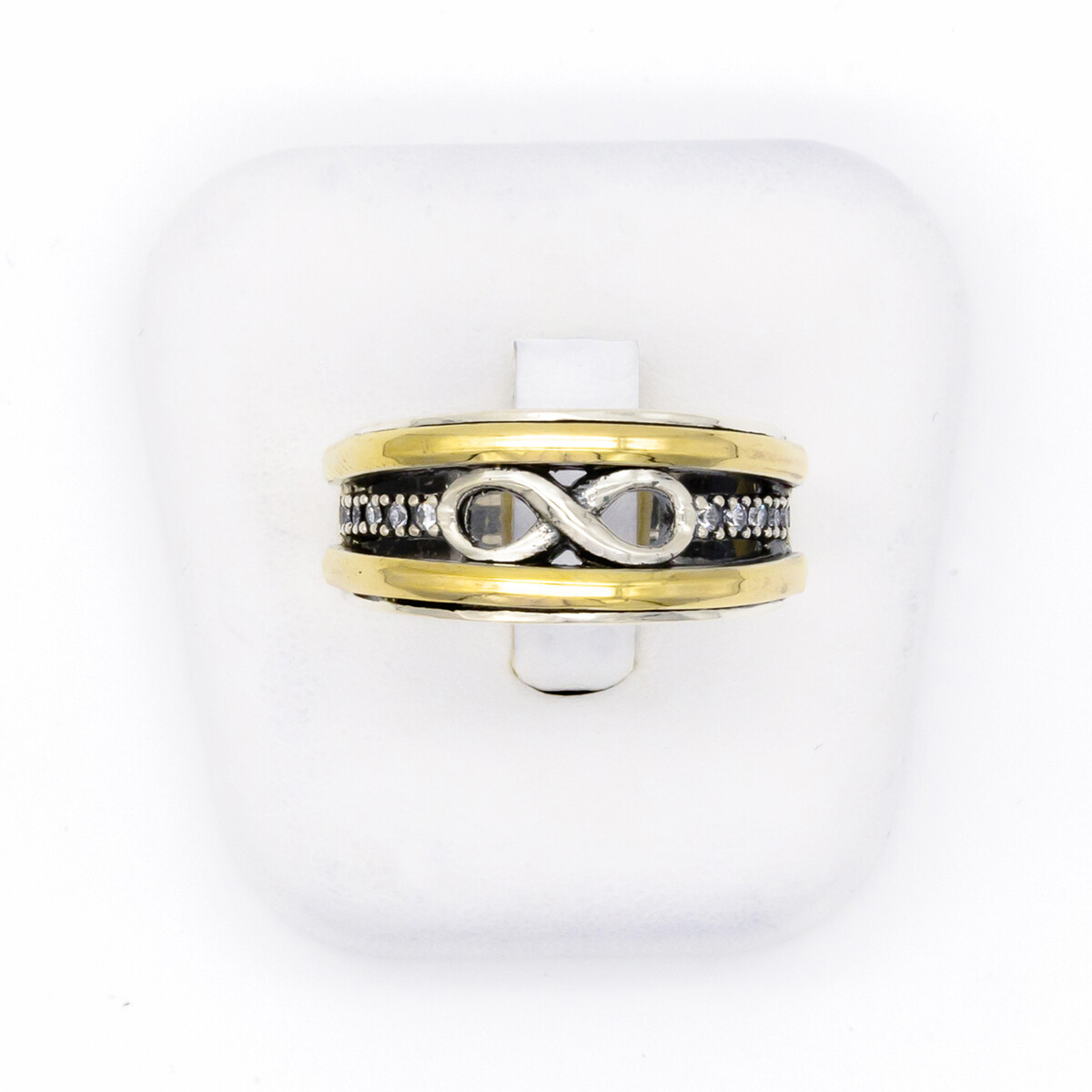 Anillo de plata 925, double en oro 18 ktes y circonias, INFINITO. 