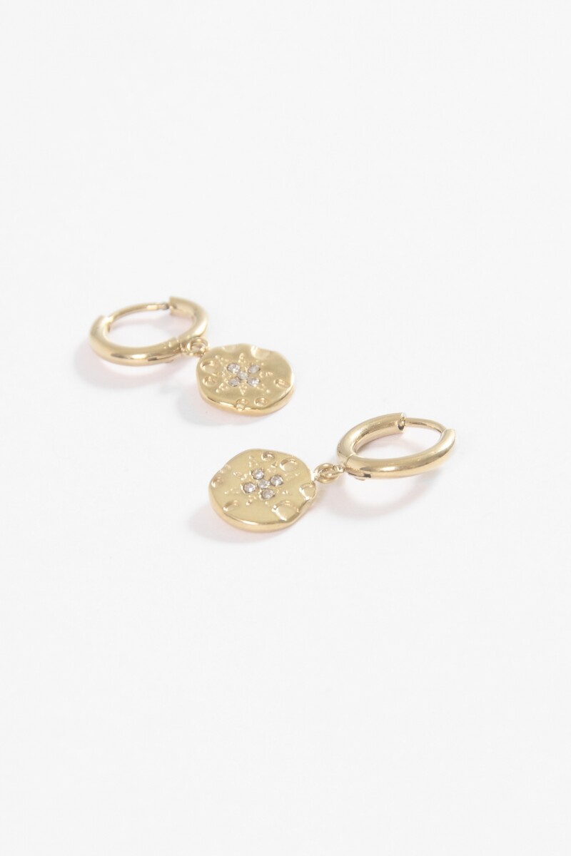 Aros dije medalla strass dorado