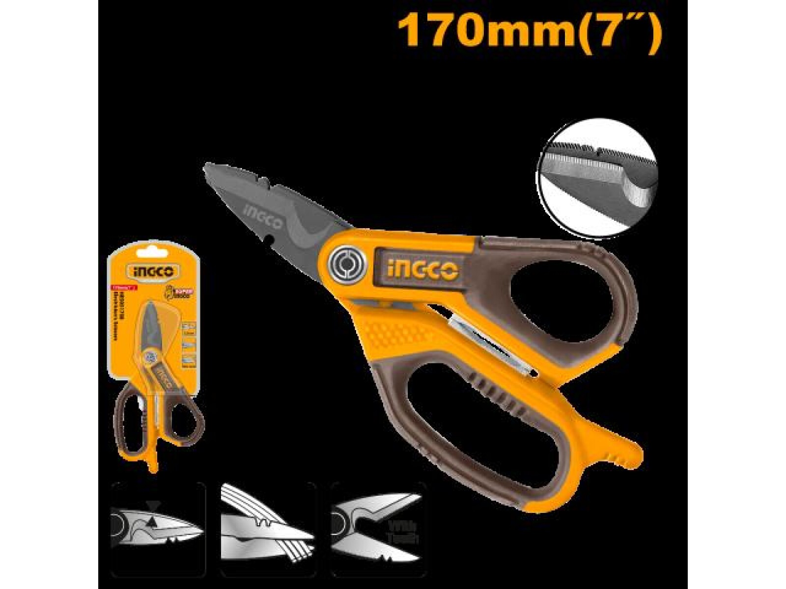 TIJERA DE ELECTRICISTA 7´´ USO RUDO INGCO HES051708 