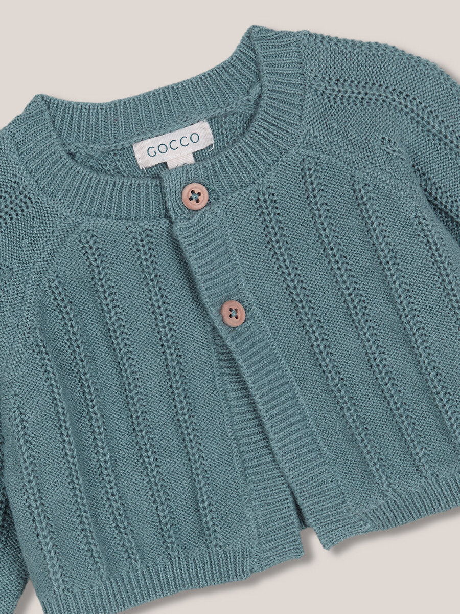 Chaqueta Punto Del Reves Verde