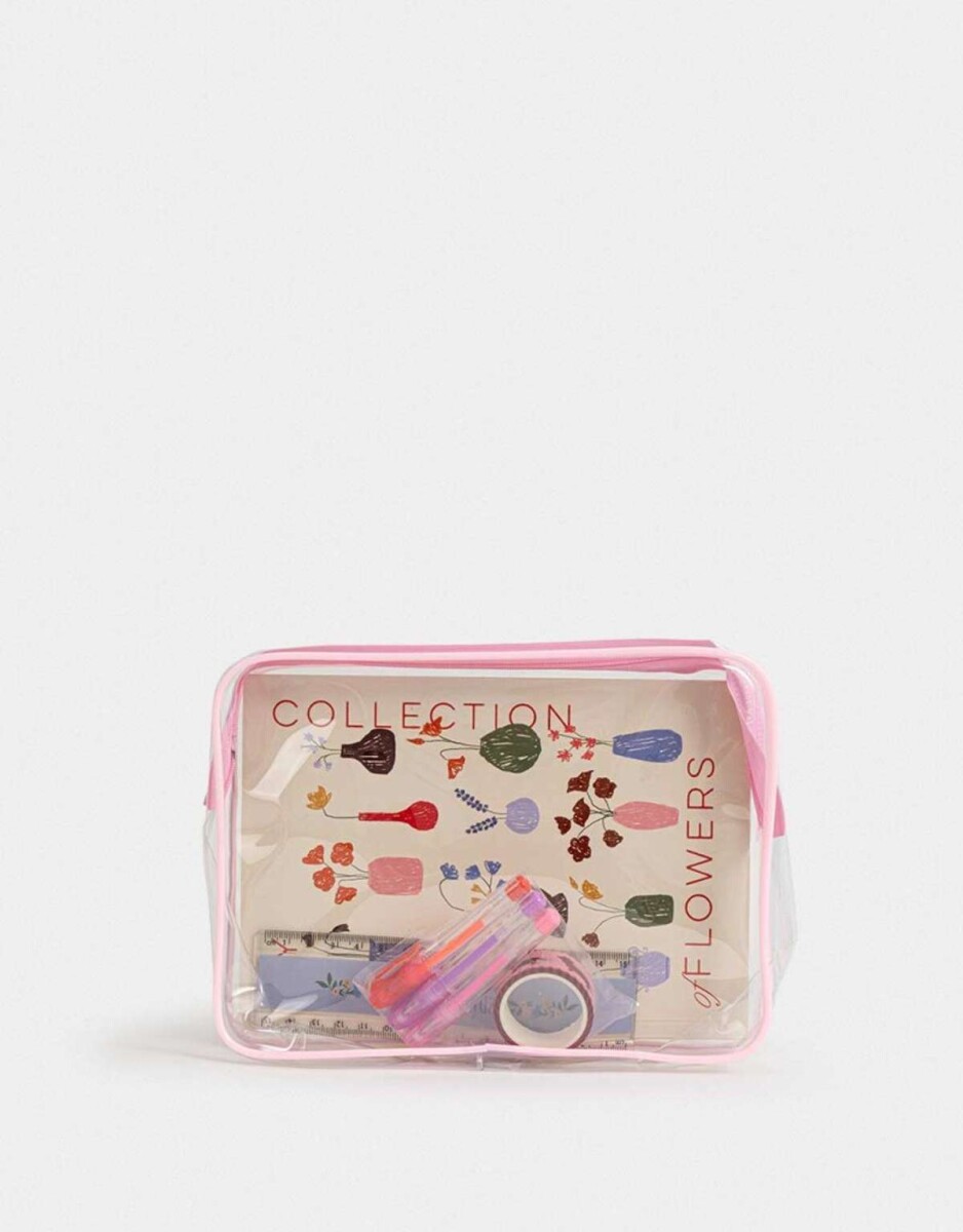 Set De Librería Con Cuaderno A5 En Pouch - Combinacion Multicolor 