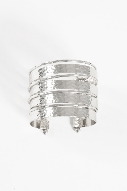 Pulsera vueltas texture plateado