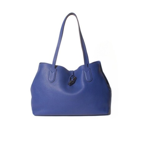 Longchamp -Cartera de cuero flexible, Roseau Essential Azul