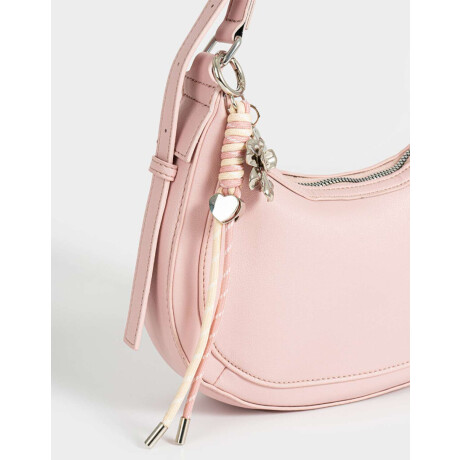Bandolera Con Charm Rosa Metalizado