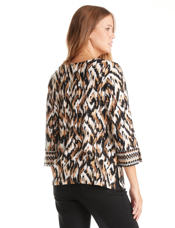 Blusa Estampada Ikat MULTI/NEGRO