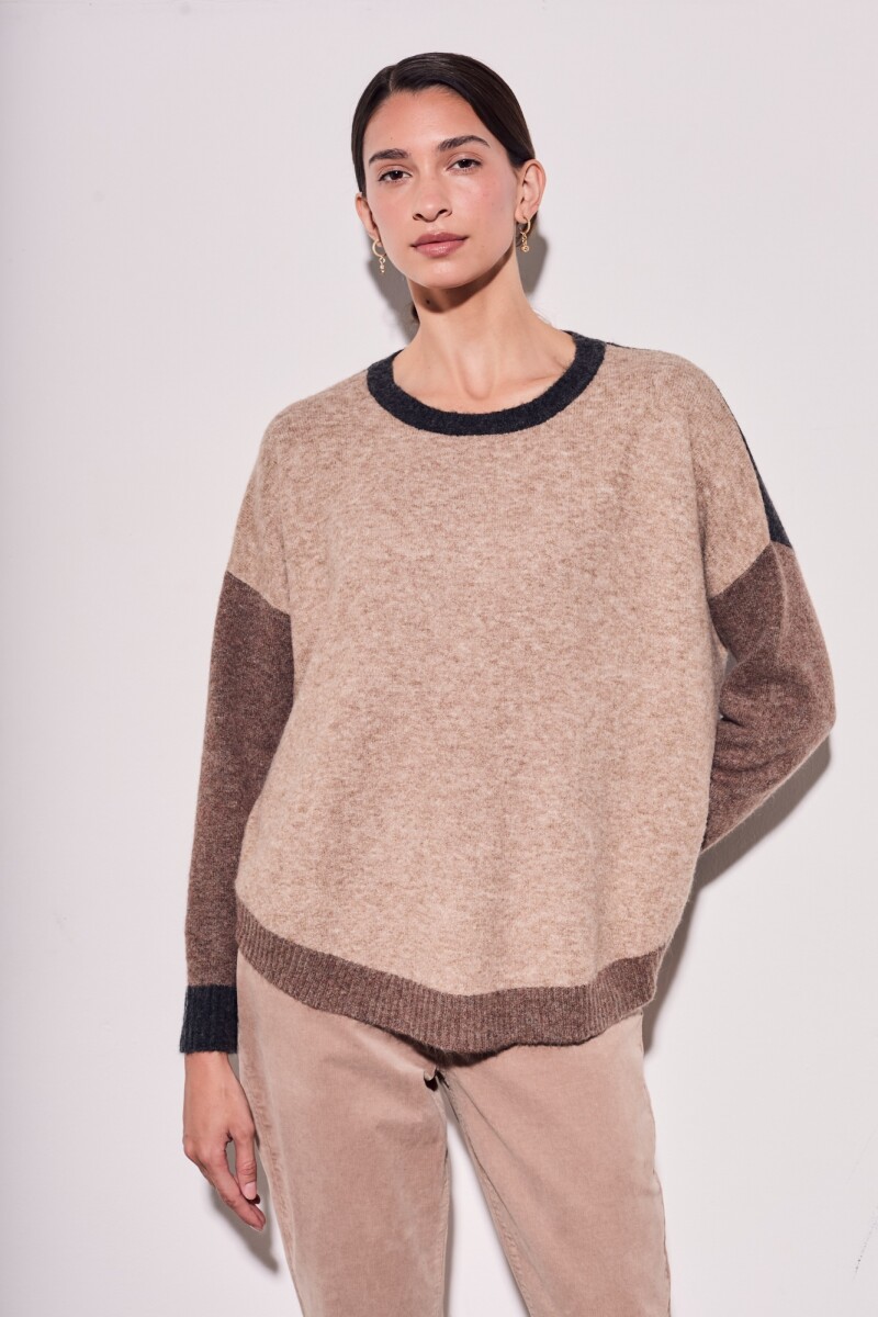 Sweater Color Block - Cafe 