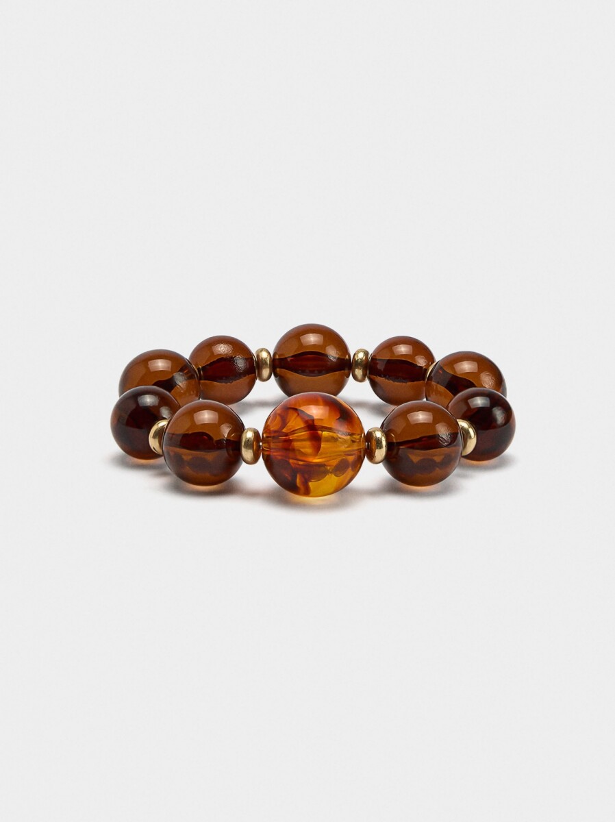 Pulsera Elástica De Efecto Piedra - marron 