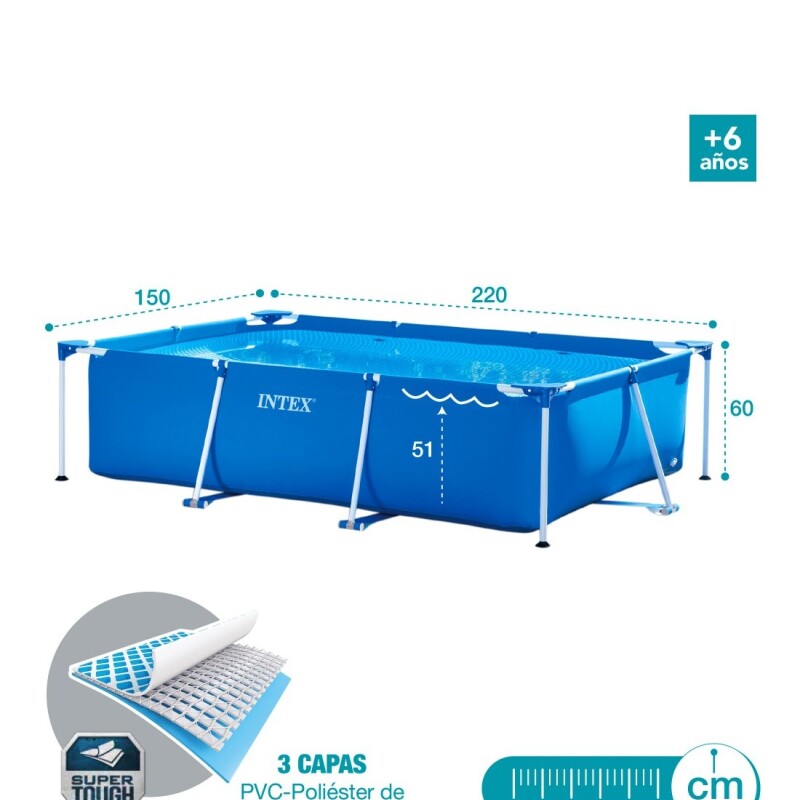INTEX PISCINA ESTRUCTURAL RECTANGULAR 220X150X60 1662 LTS Intex Piscina Estructural Rectangular 220x150x60 1662 Lts