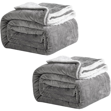 Frazada X2 Manta Polar 2 Plazas C/corderito 200x230cm Gris