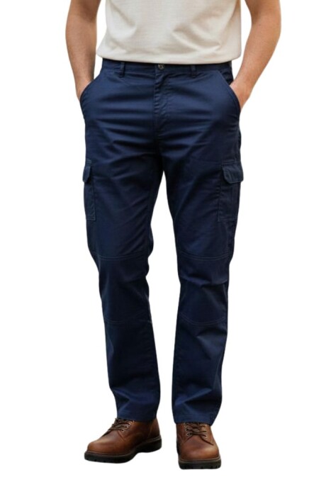 Pantalón gabardina cargo Azul marino