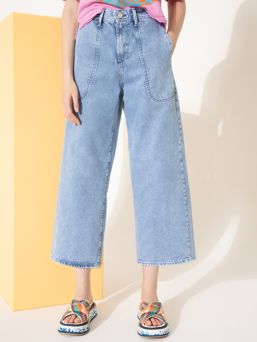 Jeans wide pocket - Celeste 
