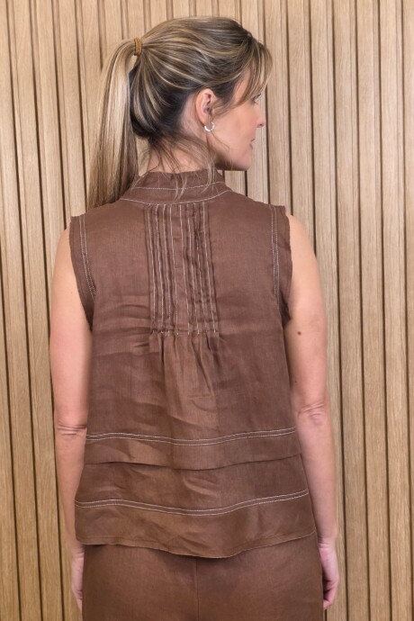 Musculosa Annie Puro Lino Chocolate