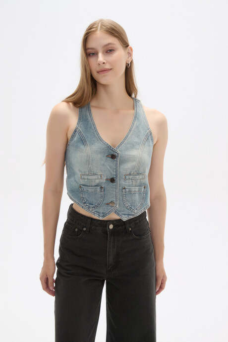 Chaleco Callista Azul Grisaceo