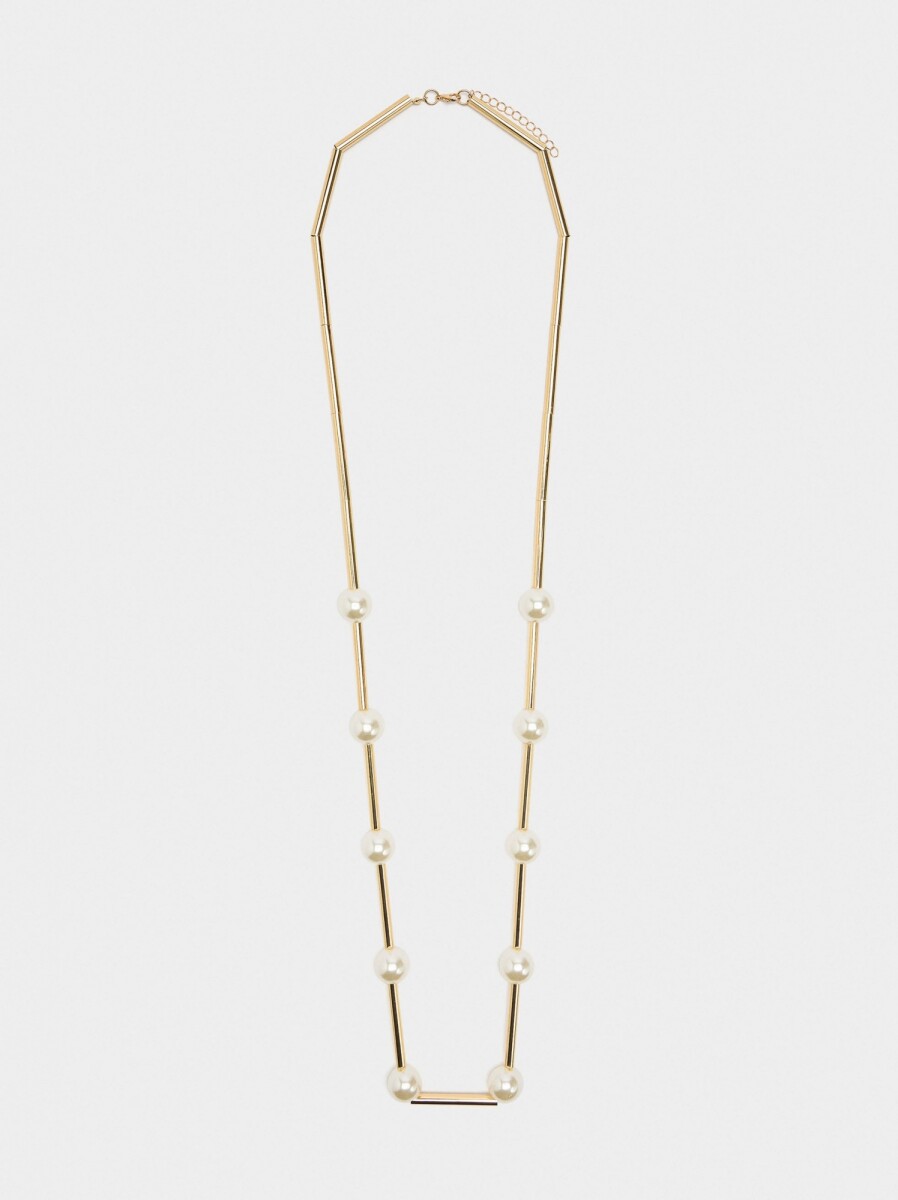 Collar Largo De Perlas - blanco 