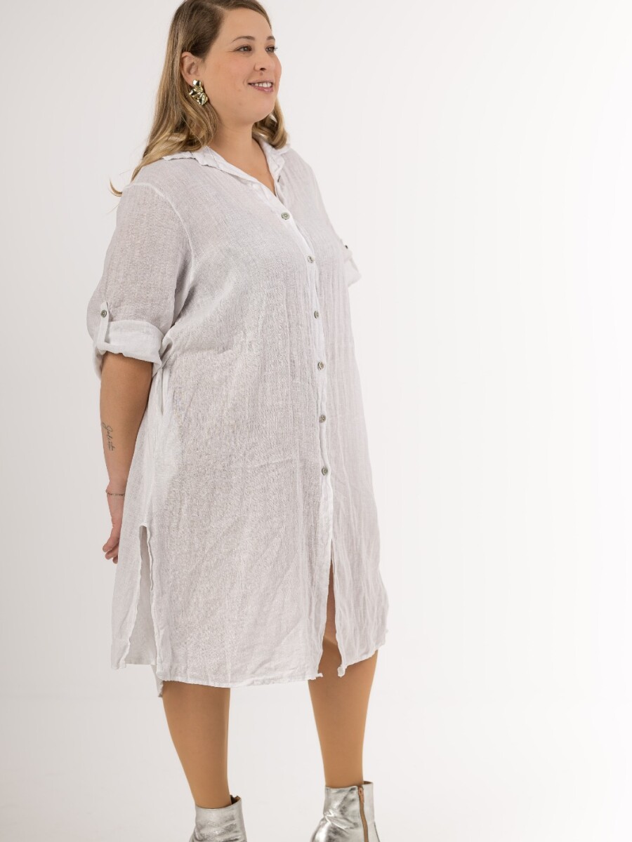 Vestido camisero 100% lino pesante Made in Italia Vestido camisero 100% lino pesante Made in Italia