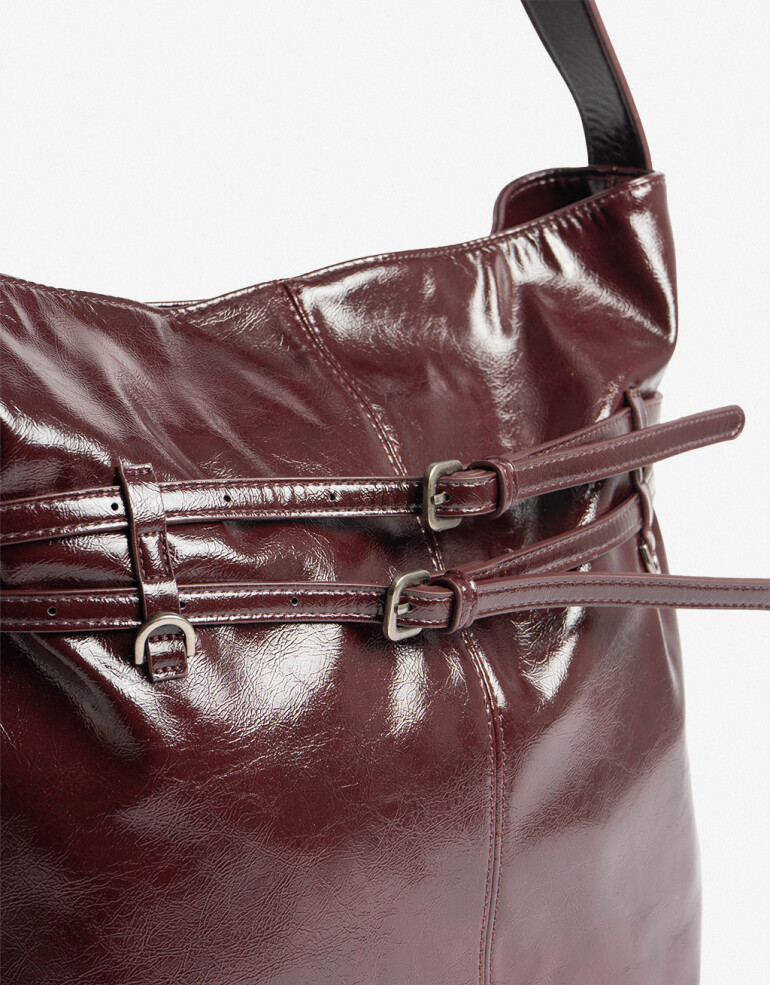 Saca Cartera Formato Saca Con Cinturones - Rojo Vino