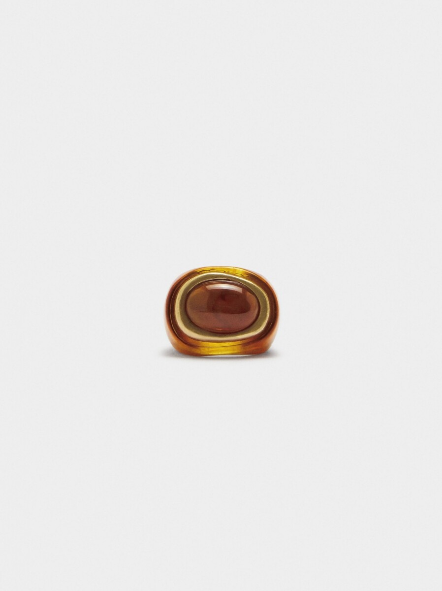 Anillo Ovalado Efecto Piedra - marron 