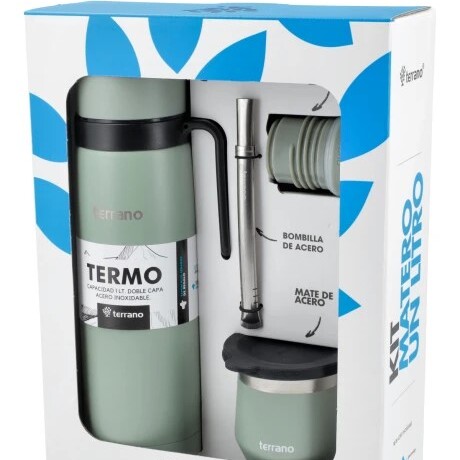 KIT TERRANO TERMO + MATE + BOMBILLA Oliva KIT TERRANO TERMO + MATE + BOMBILLA Oliva