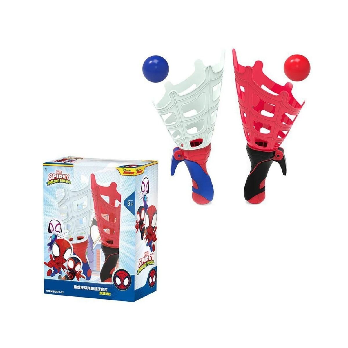 Set Lanzadores De Pelotas Marvel Spider-Man Con Accesorios - ROJO-AZUL 