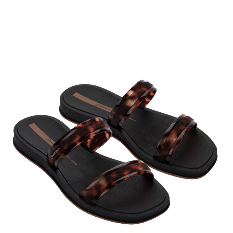 Sandalia de Mujer Ipanema Glow Trendy Slide Ad Negro - Marrón