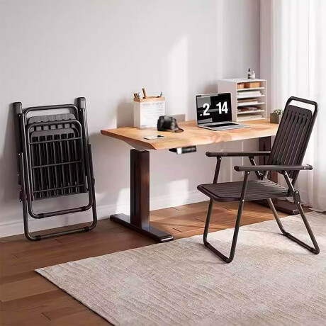 Set X4 Silla Plegable Metal Jardín Patio Exterior Marron