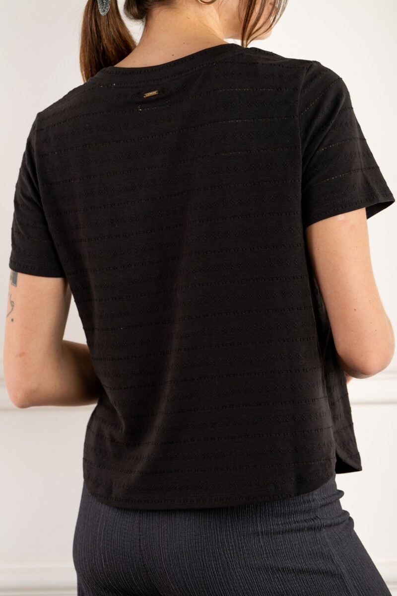 Remera Texturada Manga Corta Negro