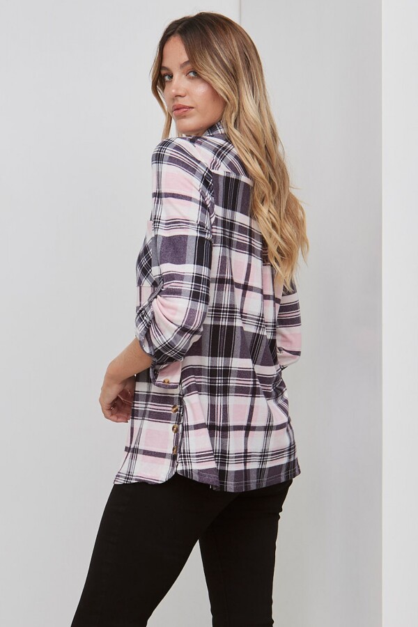 Camisa Soft Cuadros NEGRO/ROSA