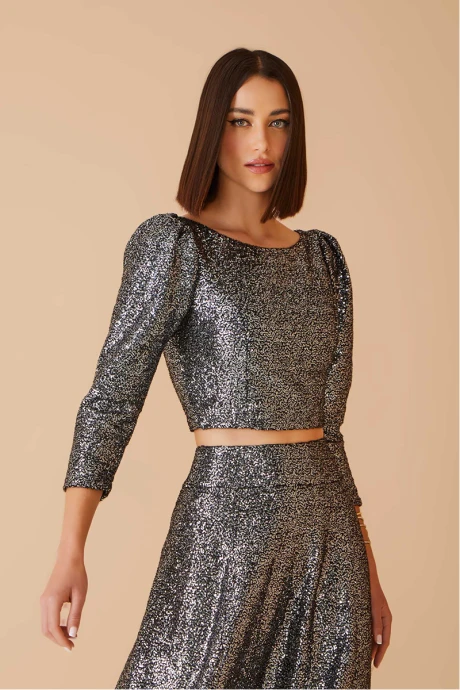 Falda Midi Lentejuelas Plateado