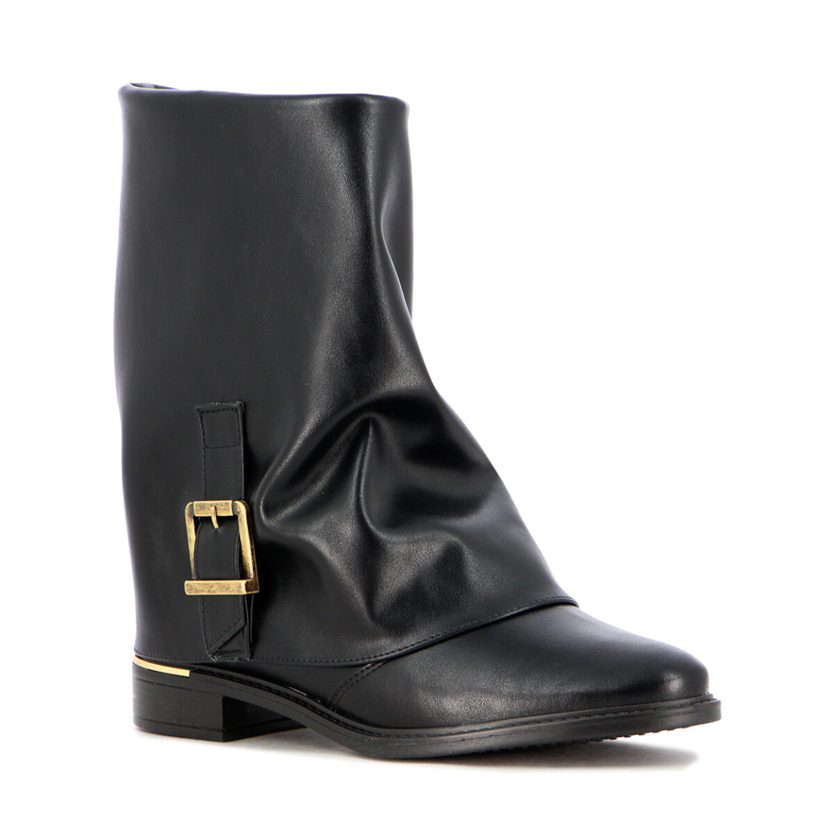 Vizzano Bota Femenina Tapada C/ebilla Y Taco Medio - Negro 