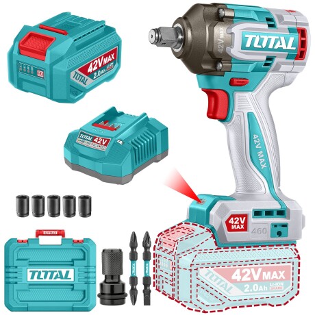 Llave De Impacto Inalámbrica 42v 1/2" 460Nm - Batería, Cargador Y Maletín - Sin Carbones Llave De Impacto Inalámbrica 42v 1/2" 460Nm - Batería, Cargador Y Maletín - Sin Carbones